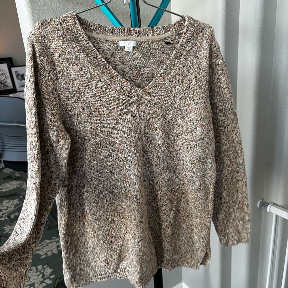 J. Jill V-Neck Cottagecore Sweater in Multicolor Knit